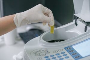 yellow sample in machine